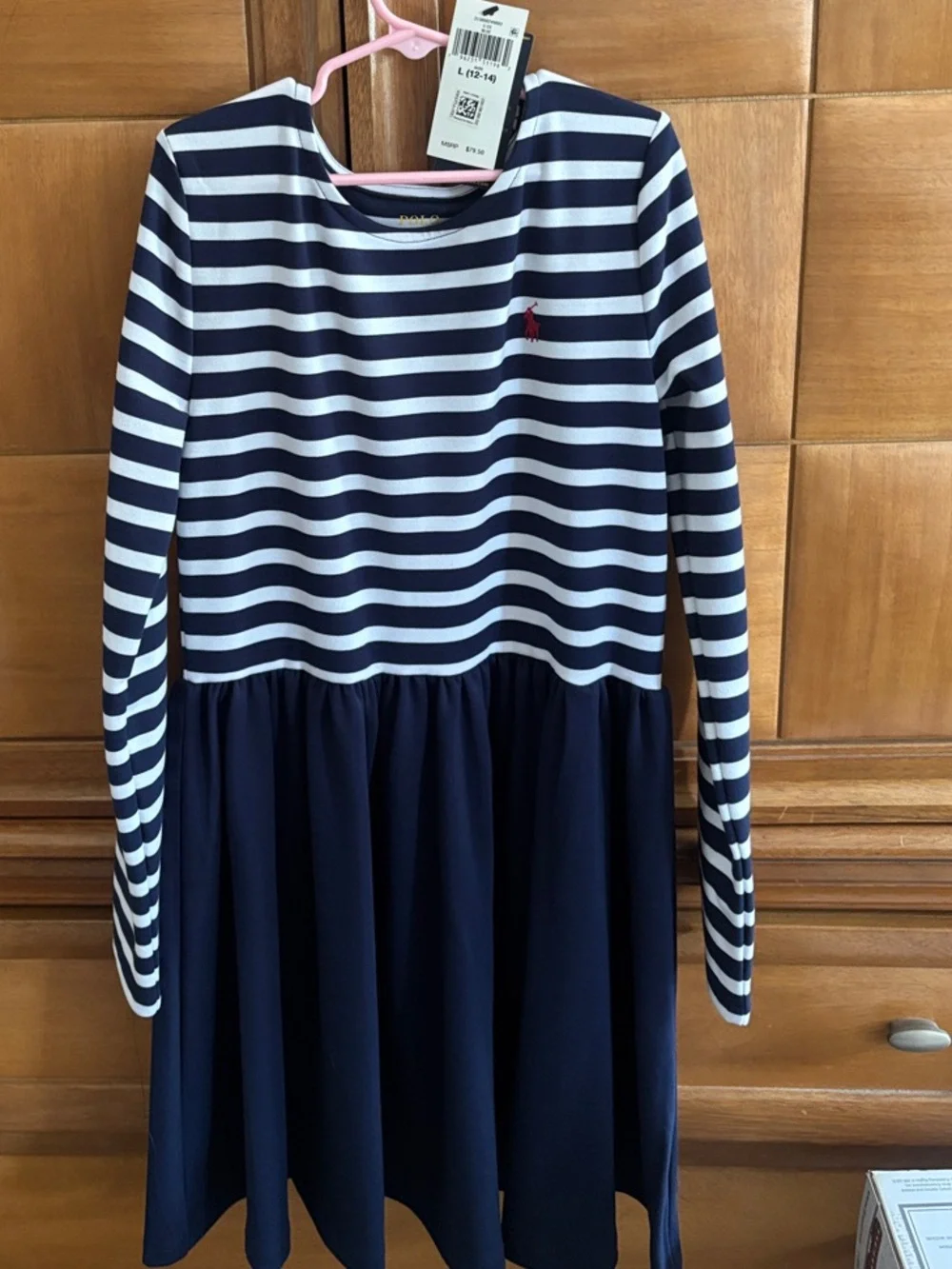 Striped Navy & White Long Sleeve Dress